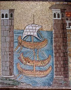 Vue des bateaux dans le port de Classe (détail) - Byzantine School