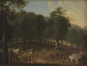 Une troupe de comédiens arrivant à la foire de Dyrehavsbakken près du parc aux cerfs, au nord de Copenhague - C.A. Lorentzen