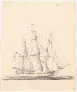 Navire de guerre toutes voiles dehors - C.A. Lorentzen