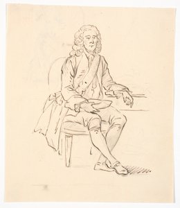 Homme assis avec perruque et ruban d