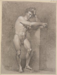 Modèle debout appuyé sur un haut piédestal - C.A. Lorentzen