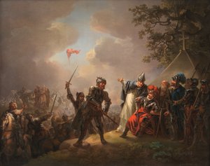 La légende du drapeau danois (le Dannebrog) tombant du ciel pendant la bataille de Lyndanise (Tallin) en Estonie en 1219