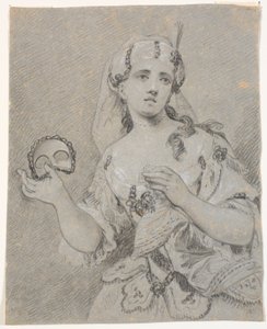 Jeune dame en costume turc avec demi-masque à la main - C.A. Lorentzen