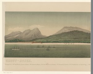 Vue sur la côte de Grand-Aceh, avec la flotte de la première expédition d