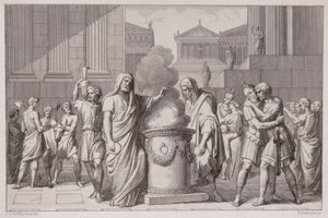 La Rencontre de Camillus et Manlius Après la Retraite des Gaulois, gravé par B.Barloccini, 1849 - C.C Perkins