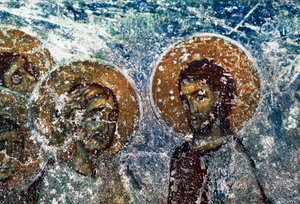 Figures de saints, fresque dans l