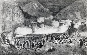 Division du général Giacomo Medici attaquant Levico Terme, Trentin-Haut-Adige, juillet 1866, Troisième Guerre d