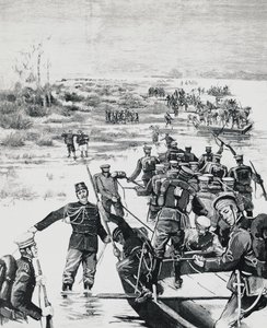 Troupes japonaises sous le commandement de Yamagata Aritomo traversant la rivière Yalu - J.B. and Brown J. Rowbotham