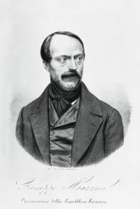 Portrait de Giuseppe Mazzini (1805-1872), patriote, homme politique, philosophe et journaliste italien, gravure