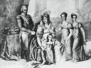 Portrait de Victor Emmanuel I, roi de Sardaigne et duc de Savoie, avec sa femme Maria Theresa d