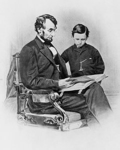 Président des États-Unis Abraham Lincoln (1809-1865) avec son fils Thomas 