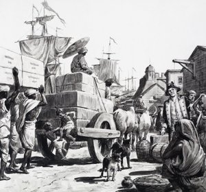 A Livraison de marchandises aux entrepôts de la Compagnie des Indes orientales - C.L. Doughty