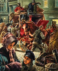 Une malle-poste tirée par des chevaux