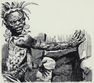 Illustration pour King Solomons Mines (gouache sur papier) - C.L. Doughty