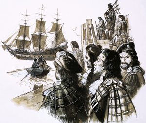 Jacques II rentre en France après la défaite de ses partisans à la bataille de Sherrifmuir. - C.L. Doughty