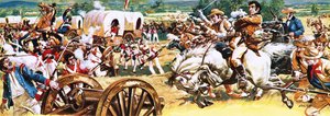 Sam Houston sur un cheval blanc chargeant les Mexicains - C.L. Doughty