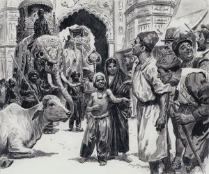 Le défilé (gouache sur papier)