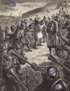 Scène historique non identifiée (gouache sur papier) - C.L. Doughty