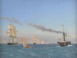 Christian VIII à bord de son vapeur "Ægir" regardant les manœuvres d