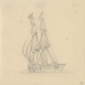 Un brig - Christoffer Wilhelm Eckersberg