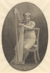 Une dame jouant de la harpe - Christoffer Wilhelm Eckersberg