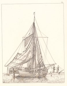 Un yacht danois séchant ses voiles par temps calme - Christoffer Wilhelm Eckersberg