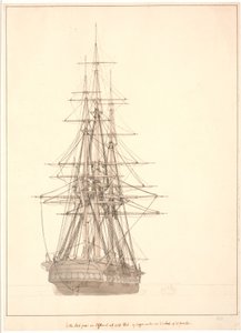 En fregat set agterfra - Christoffer Wilhelm Eckersberg