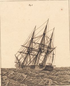 Une corvette en tempête. Illustration pour "Linearperspectiven", Planche X - Christoffer Wilhelm Eckersberg
