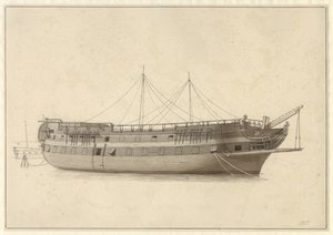 Le navire de ligne Danemark dans la flotte avant la mise en place du mât. - Christoffer Wilhelm Eckersberg