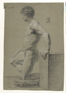 Figure de modèle masculin agenouillé, profil gauche - Christoffer Wilhelm Eckersberg