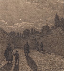Clair de lune sur une route. Illustration pour "Linearperspectiven", Planche IV - Christoffer Wilhelm Eckersberg