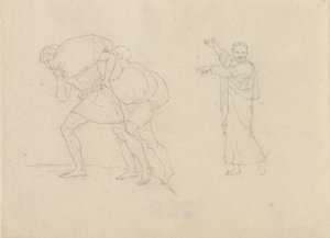 Étude de deux hommes, chargés de fardeaux montant une montagne - Christoffer Wilhelm Eckersberg