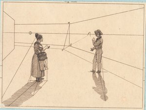 Deux figures dans une construction géométrique. Illustration pour "Linearperspectiven", Planche IV - Christoffer Wilhelm Eckersberg