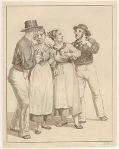 Deux marins courtisent deux filles - Christoffer Wilhelm Eckersberg