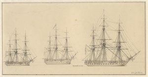 Trois navires de ligne russes - Christoffer Wilhelm Eckersberg