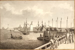 Vue de Langelinie vers Nyholm, à droite le port de la flotte - Christoffer Wilhelm Eckersberg