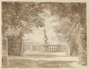 Vue du jardin du Palazzo Barberini vers le palais et le Quirinal, Rome