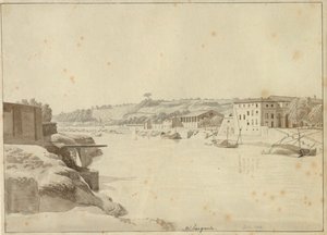 Vue sur le Tibre vers Porto di Ripa Grande et Porta Portese depuis la rive en dessous de Monte Aventino, Rome - Christoffer Wilhelm Eckersberg