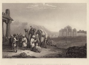 Scène à Kattiawar, voyageurs et escorte - C. (after) Stanfield