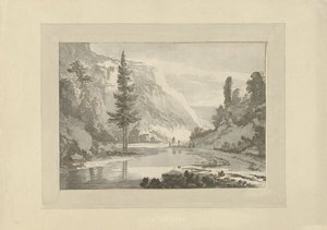 Paysage montagneux avec bergers sur une rive - C. Brouwer