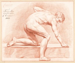 Homme nu agenouillé, vu de côté (2e prix 1801) - C. Courier