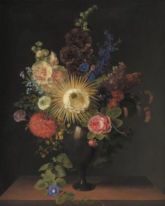 Vase en porphyre orné de cactus grandiflora et d