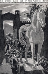 Les Grecs sortent du cheval de bois, illustration du 