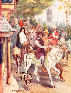 Chaucer chevauchant vers Canterbury avec les pèlerins - C. Dudley Tennant