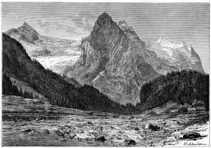 Le Wellhorn et le glacier de Rosenlaui, Suisse, 19ème siècle