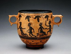 Skyphos avec scènes parodiques, vers 430-410 av. J.-C.
