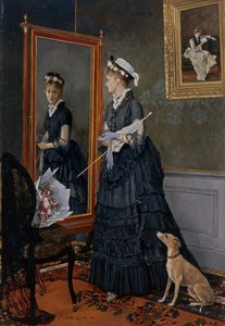 Femme élégante se regardant dans un miroir - Camille Leopold Cabaillot Lasalle