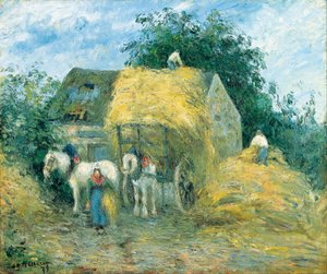 La Charrette de foin, Montfoucault - Camille Jacob Pissarro