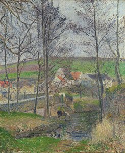 Les rives de la Viosne à Osny par temps gris, hiver - Camille Jacob Pissarro