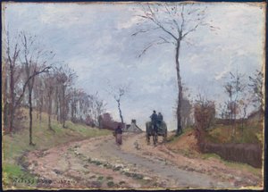 Carrosse sur une route de campagne, hiver, périphérie de Louveciennes, 1872 - Camille Jacob Pissarro